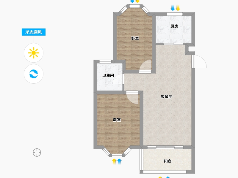 江苏省-扬州市-蜀冈金地-68.12-户型库-采光通风