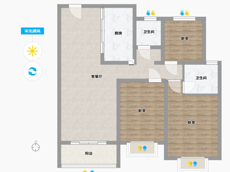 甘肃省-庆阳市-澳恺华府-94.90-户型库-采光通风