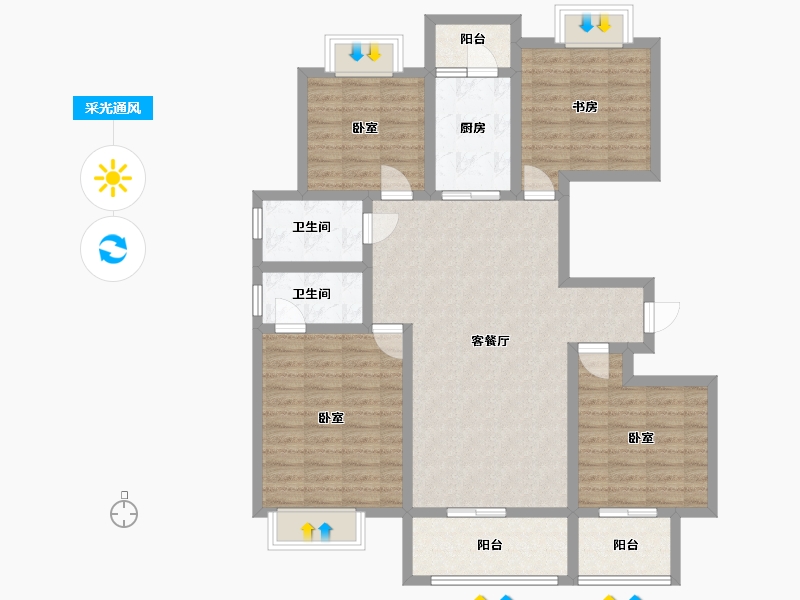 江苏省-扬州市-中信泰富锦辰-110.00-户型库-采光通风