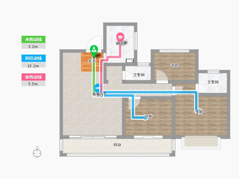 陕西省-宝鸡市-水木华院-90.01-户型库-动静线