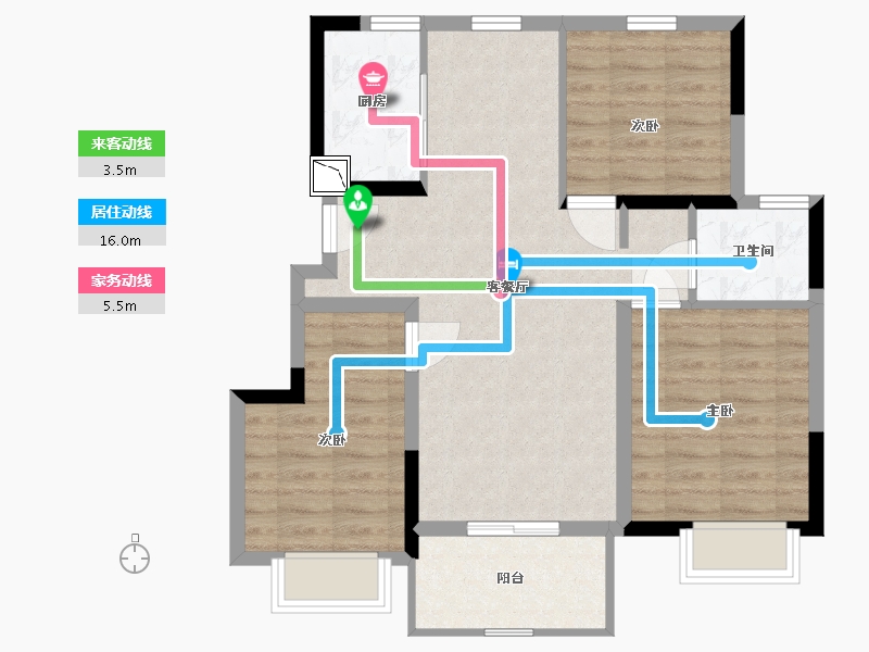 江苏省-南通市-弘阳建都时光樾澜庭-76.00-户型库-动静线