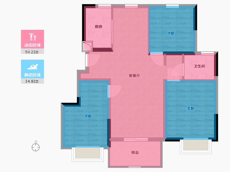 江苏省-南通市-弘阳建都时光樾澜庭-76.00-户型库-动静分区