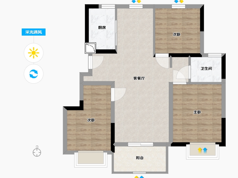 江苏省-南通市-弘阳建都时光樾澜庭-76.00-户型库-采光通风