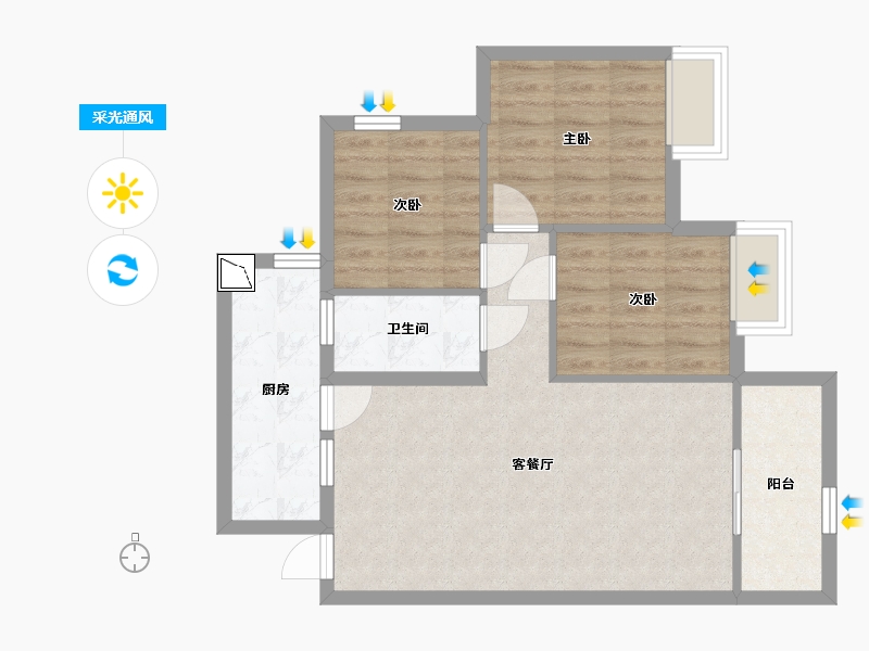 广西壮族自治区-柳州市-天悦华府-67.98-户型库-采光通风