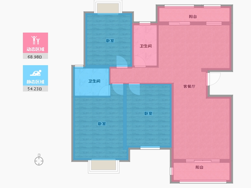 江苏省-泰州市-圆融杏港花苑-110.67-户型库-动静分区