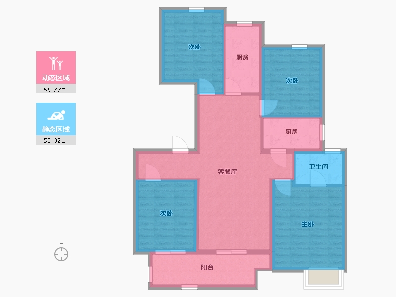 江苏省-扬州市-中信泰富锦棠-97.47-户型库-动静分区