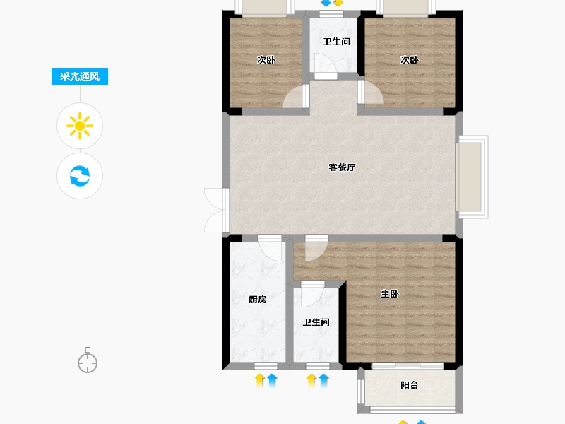 陕西省-安康市-滨江尚城-86.52-户型库-采光通风