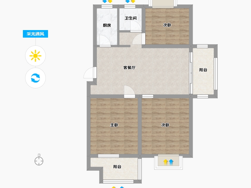 江苏省-盐城市-盐城紫光花园-74.80-户型库-采光通风