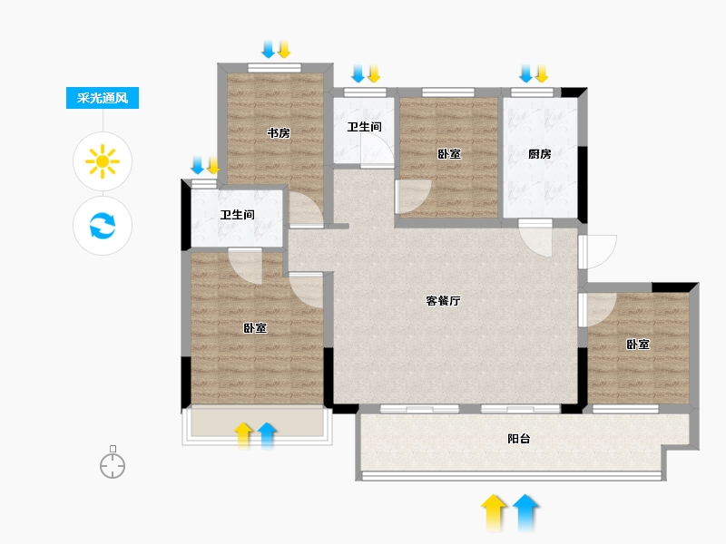 江苏省-镇江市-路劲·港欣城-102.00-户型库-采光通风