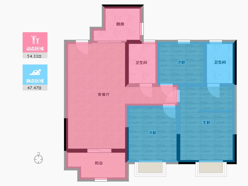 江苏省-南通市-欣鹏·锦茗雅居-90.00-户型库-动静分区