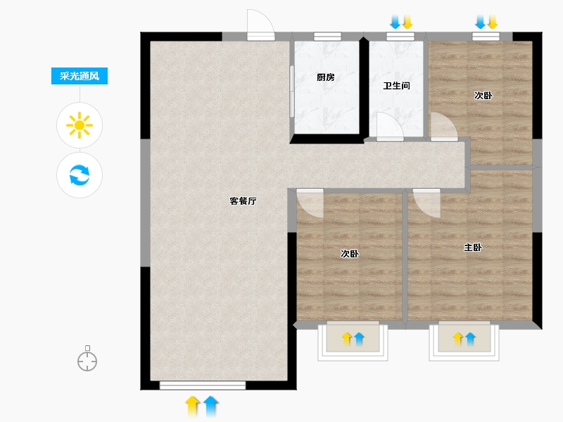 青海省-西宁市-中海河山郡-81.00-户型库-采光通风