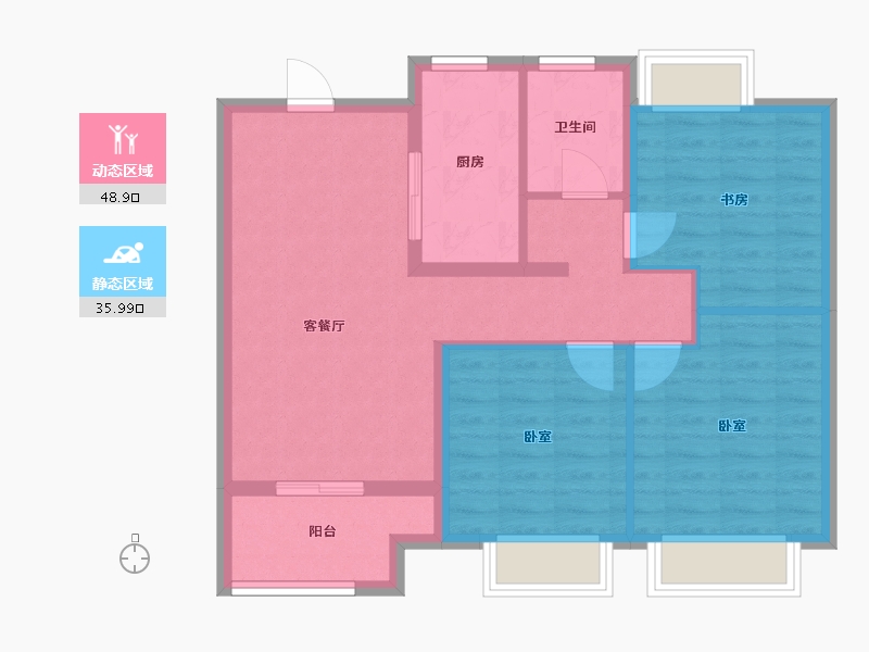 江苏省-扬州市-万科时代之光-76.00-户型库-动静分区