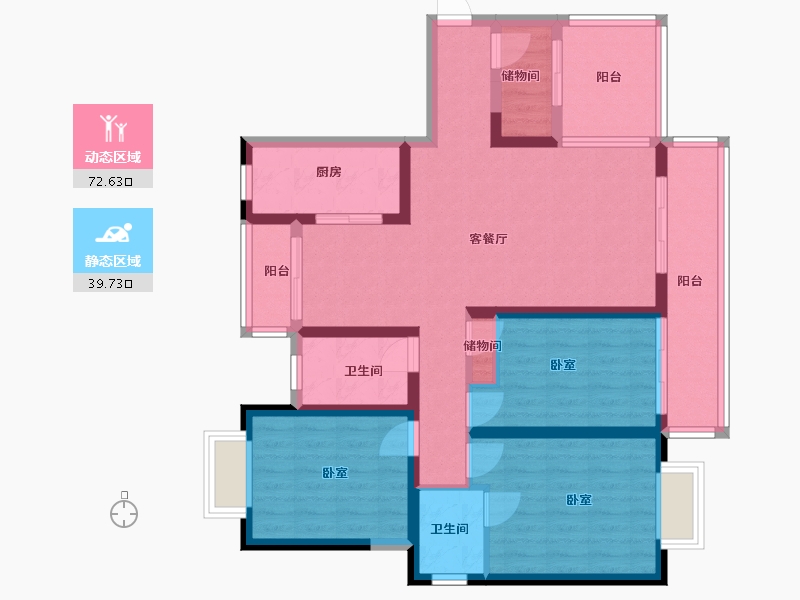 云南省-西双版纳傣族自治州-沙河小镇-98.96-户型库-动静分区