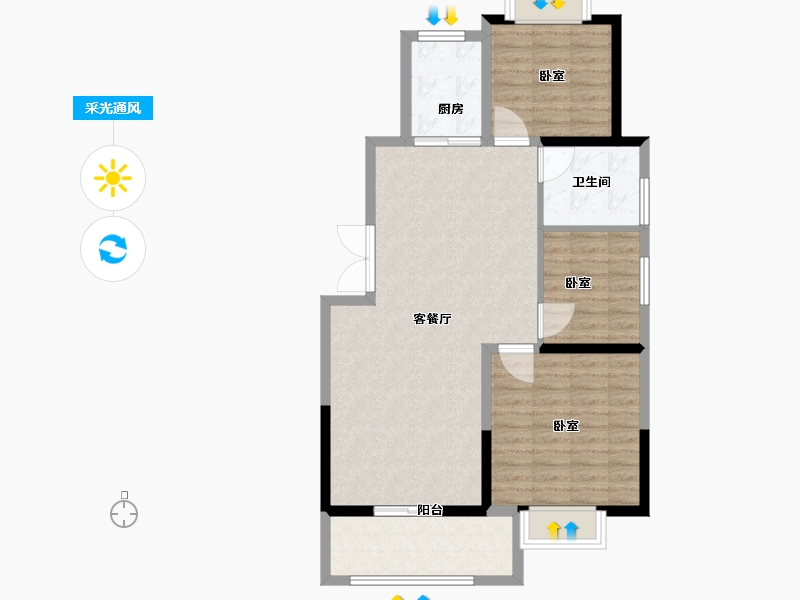 江苏省-扬州市-一观园-87.00-户型库-采光通风