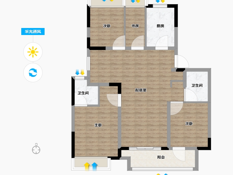 江苏省-徐州市-融创·领地 凤鸣桃源风雅颂-100.00-户型库-采光通风