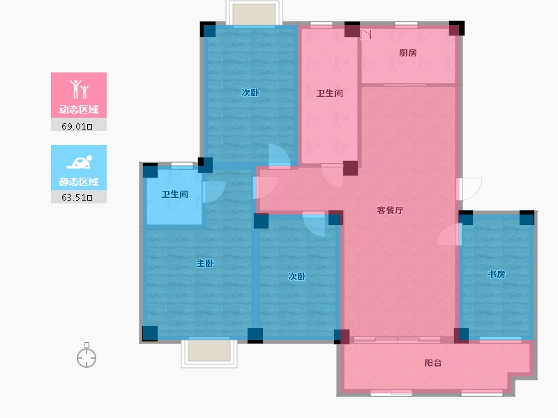 江苏省-盐城市-盐城紫光花园-118.27-户型库-动静分区