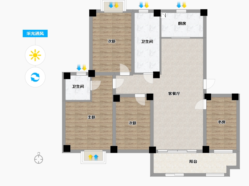 江苏省-盐城市-盐城紫光花园-118.27-户型库-采光通风