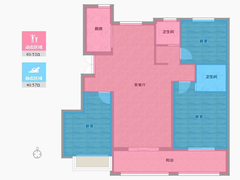 江苏省-盐城市-金色华庭-91.00-户型库-动静分区