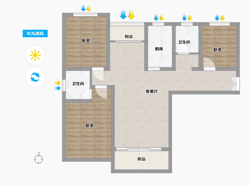 甘肃省-庆阳市-澳恺华府-91.66-户型库-采光通风