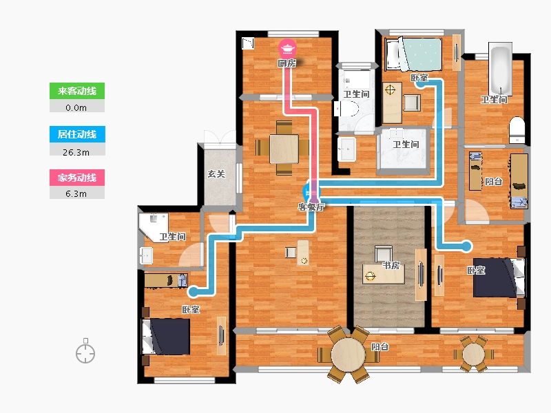 陕西省-西安市-绿城新兴玉园-151.36-户型库-动静线