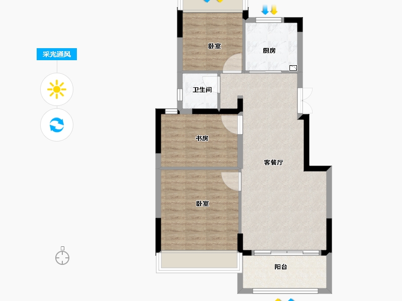 江苏省-扬州市-华建正茂府-76.06-户型库-采光通风