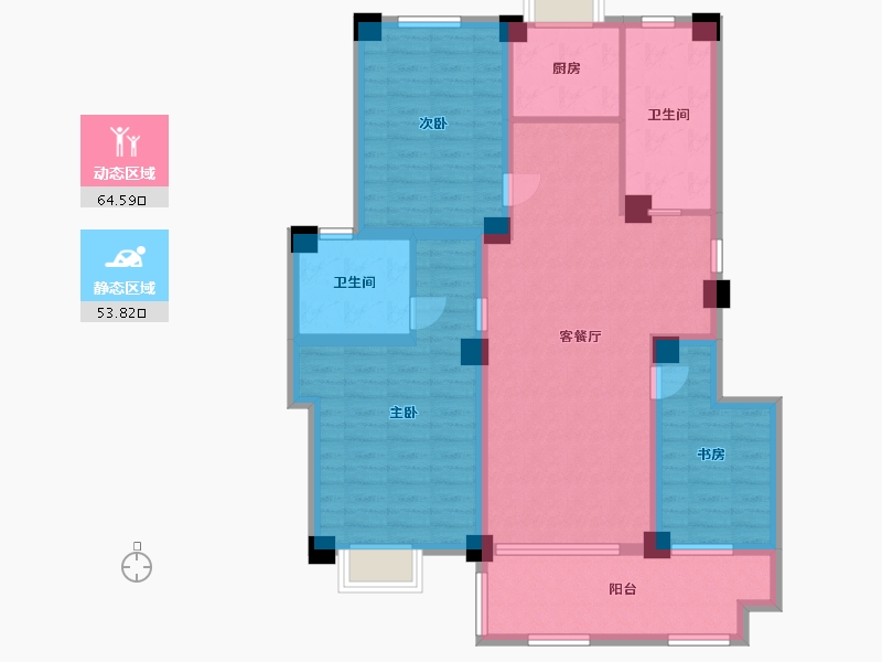 江苏省-盐城市-盐城紫光花园-104.50-户型库-动静分区