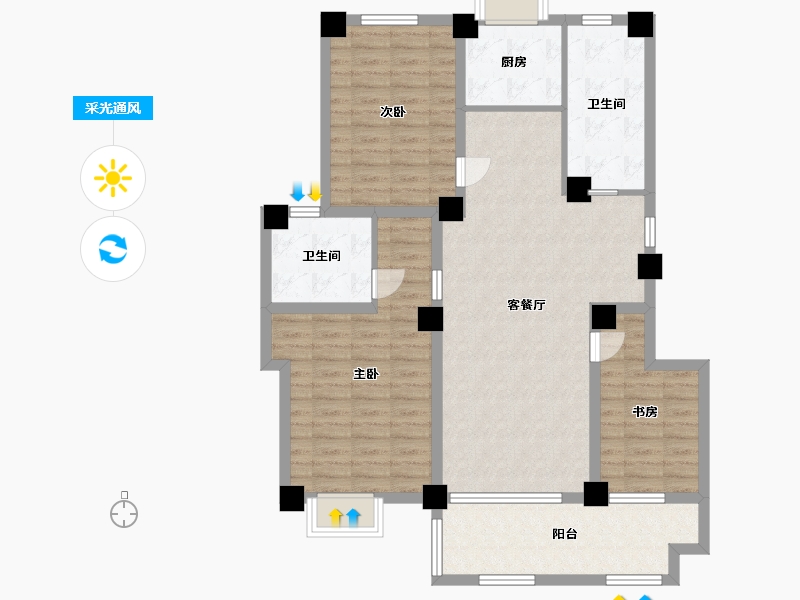 江苏省-盐城市-盐城紫光花园-104.50-户型库-采光通风