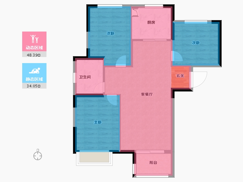 江苏省-南京市-宝能滨江府-74.00-户型库-动静分区