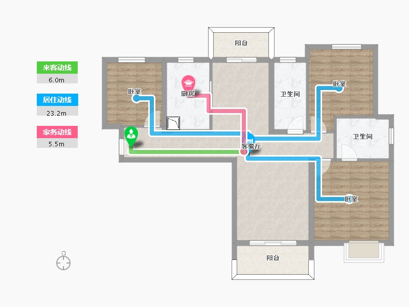 江苏省-无锡市-鸿景雅园-99.45-户型库-动静线