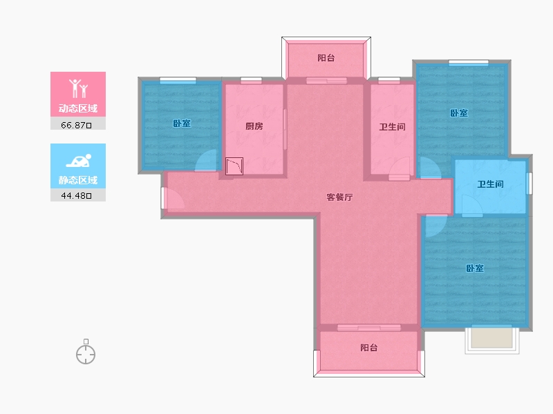 江苏省-无锡市-鸿景雅园-99.45-户型库-动静分区