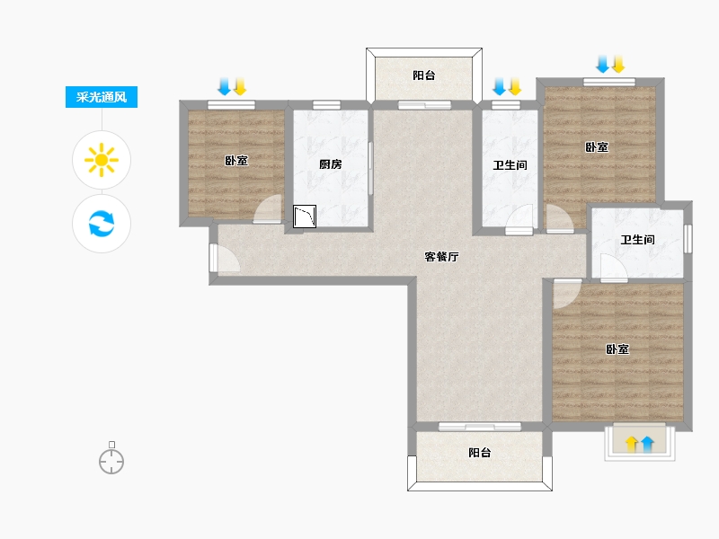 江苏省-无锡市-鸿景雅园-99.45-户型库-采光通风