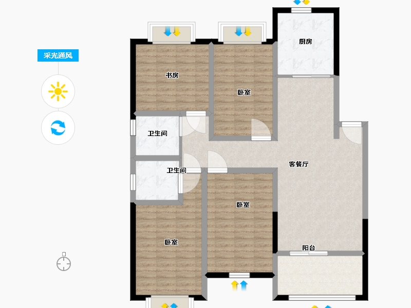 江苏省-徐州市-新苏中心商业广场-122.61-户型库-采光通风