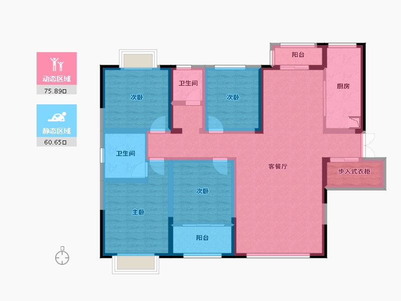 陕西省-安康市-高新观澜-120.98-户型库-动静分区