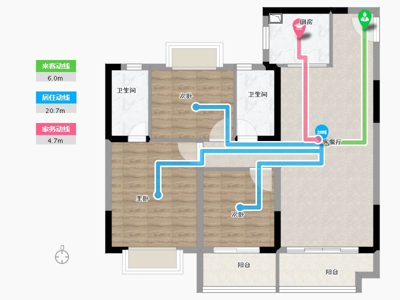 江苏省-扬州市-宝应碧桂园·天悦公馆-88.18-户型库-动静线