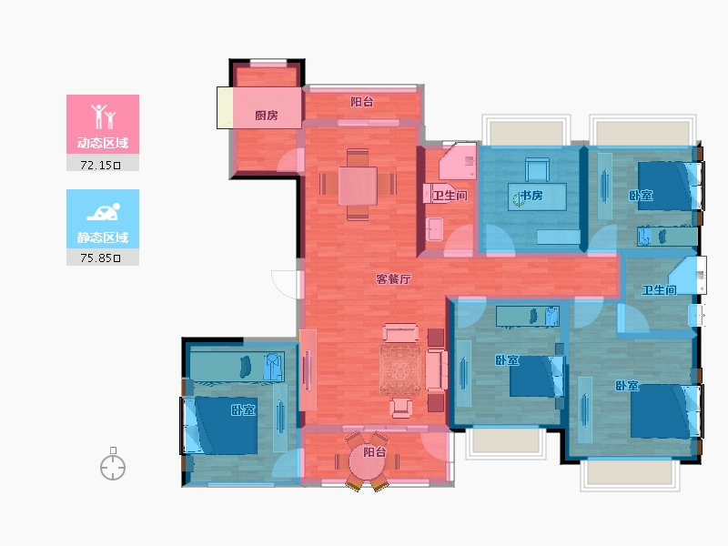 江苏省-扬州市-恒通运和蓝湾-132.00-户型库-动静分区