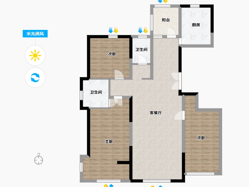 青海省-西宁市-中房萨尔斯堡-121.34-户型库-采光通风