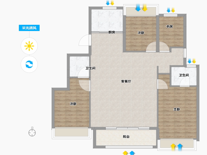 江苏省-徐州市-融创·领地 凤鸣桃源风雅颂-114.11-户型库-采光通风