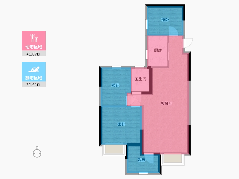 青海省-西宁市-西矿世席白鹭洲-66.05-户型库-动静分区