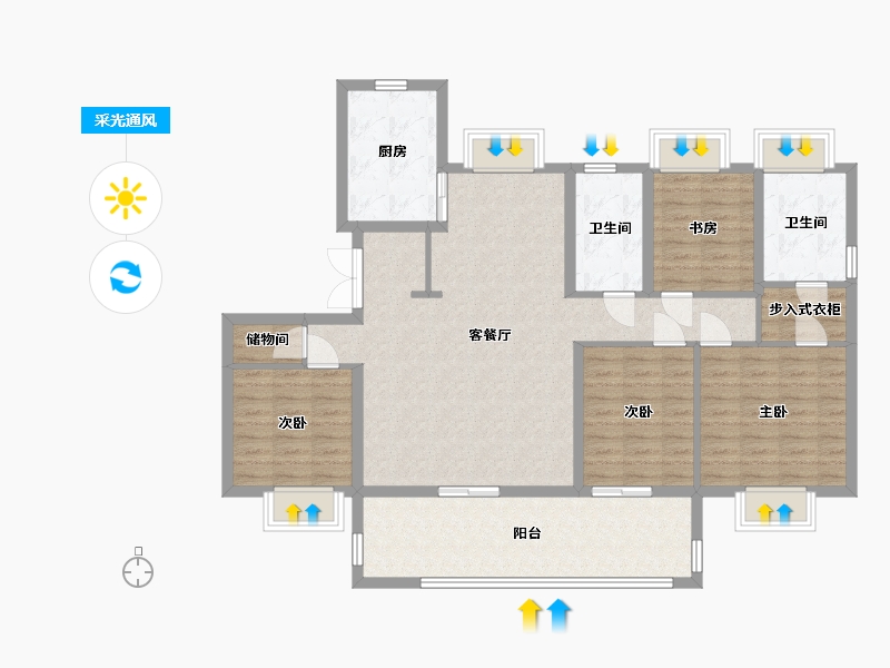 江苏省-南通市-万濠禧园-122.00-户型库-采光通风