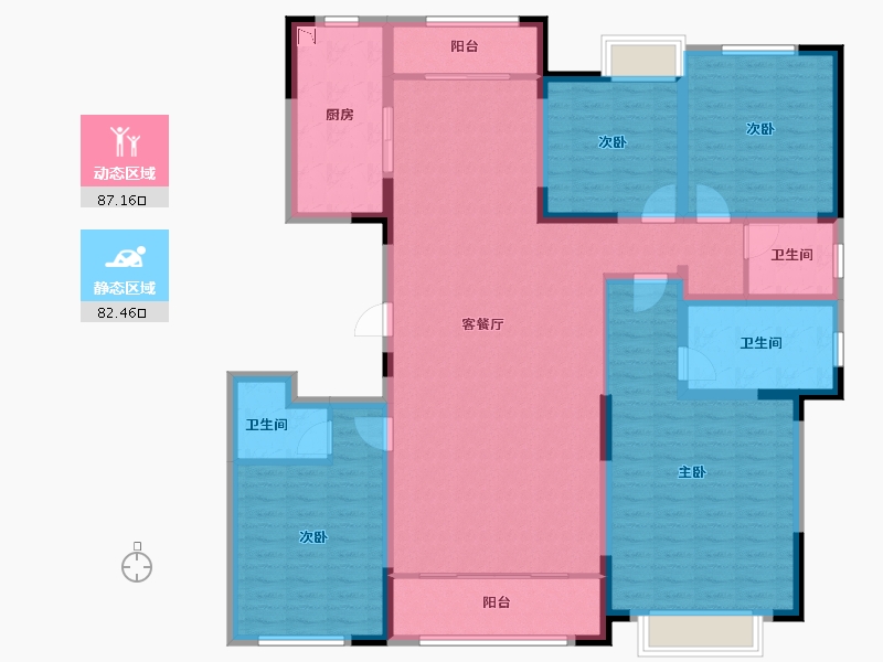 陕西省-安康市-高新观澜-152.96-户型库-动静分区