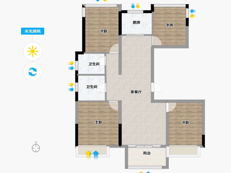 浙江省-台州市-中梁首府壹号-102.00-户型库-采光通风