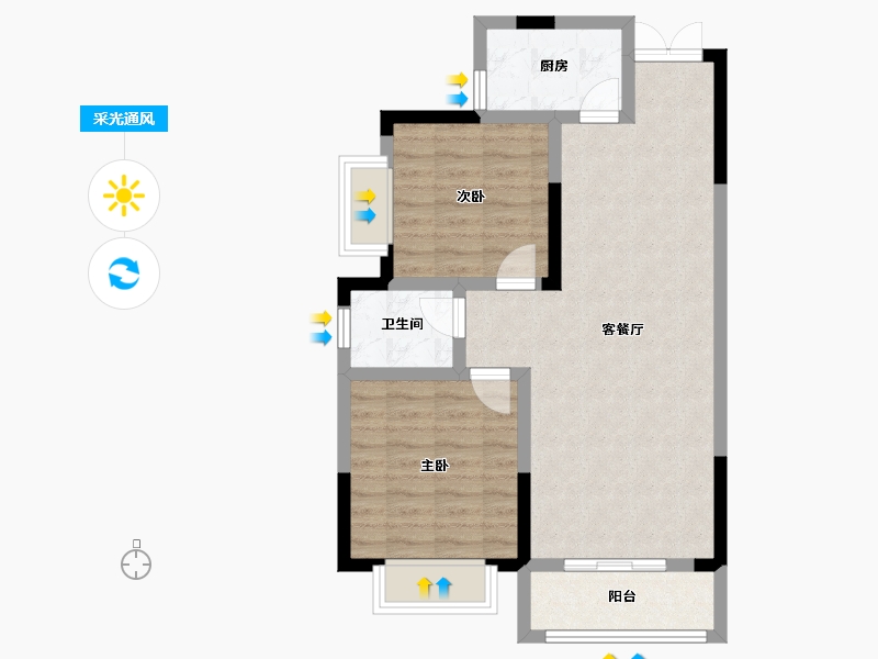 陕西省-安康市-滨江尚城-68.65-户型库-采光通风