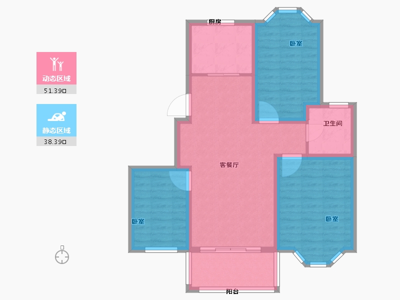 江苏省-扬州市-蜀冈金地-80.28-户型库-动静分区