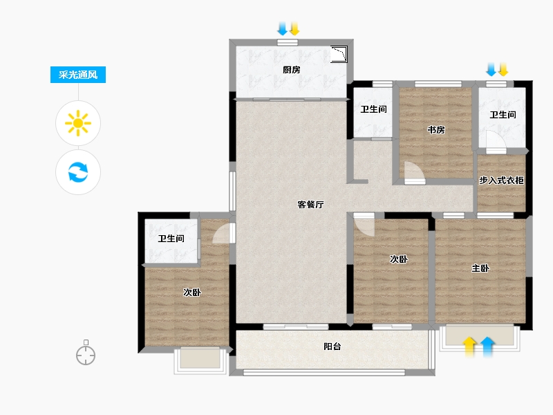 江苏省-盐城市-荣润麒麟府-128.80-户型库-采光通风