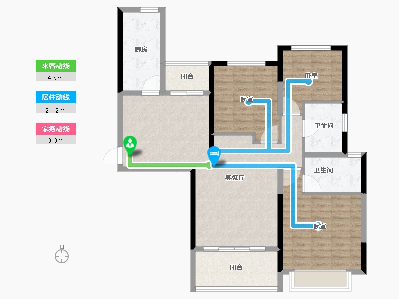 贵州省-遵义市-恒大翡翠华庭-104.61-户型库-动静线