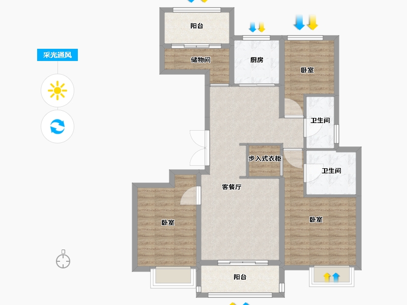 江苏省-盐城市-金色华庭-100.01-户型库-采光通风