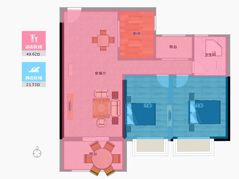 江苏省-扬州市-扬州万达广场-63.99-户型库-动静分区