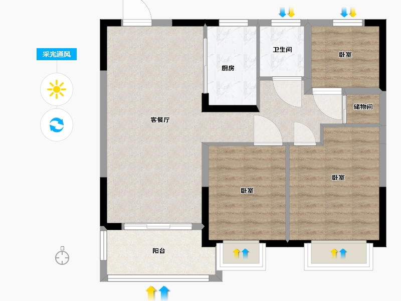 江苏省-镇江市-雅居乐·新乐府-76.01-户型库-采光通风