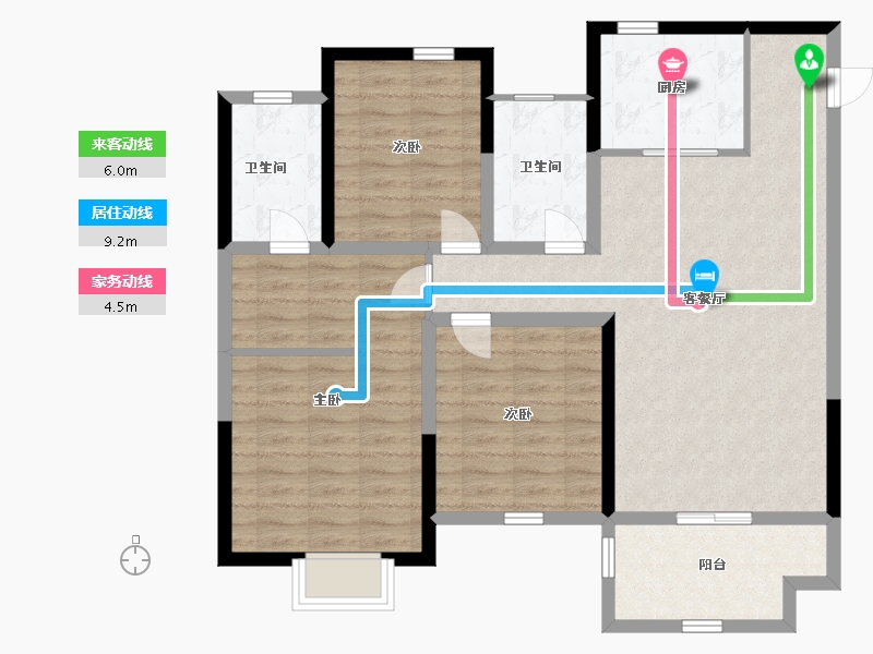 江苏省-南通市-欣鹏·锦茗雅居-100.00-户型库-动静线