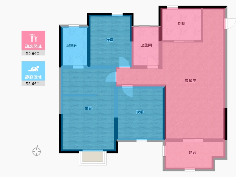 江苏省-南通市-欣鹏·锦茗雅居-100.00-户型库-动静分区